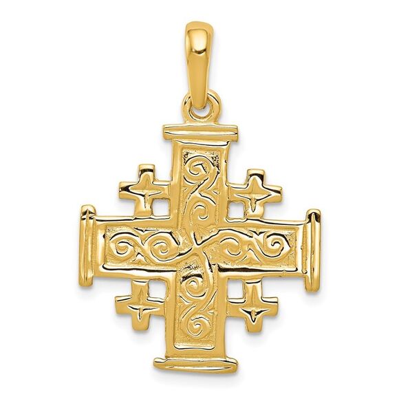 10K Yellow Gold Jerusalem Cross Pendant,All Products : American Fashion Style Bags On Sale